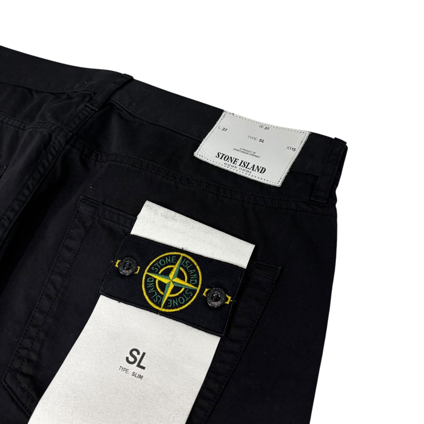 Stone Island Black Brushed Cotton Type-SL Compass Patch Jeans