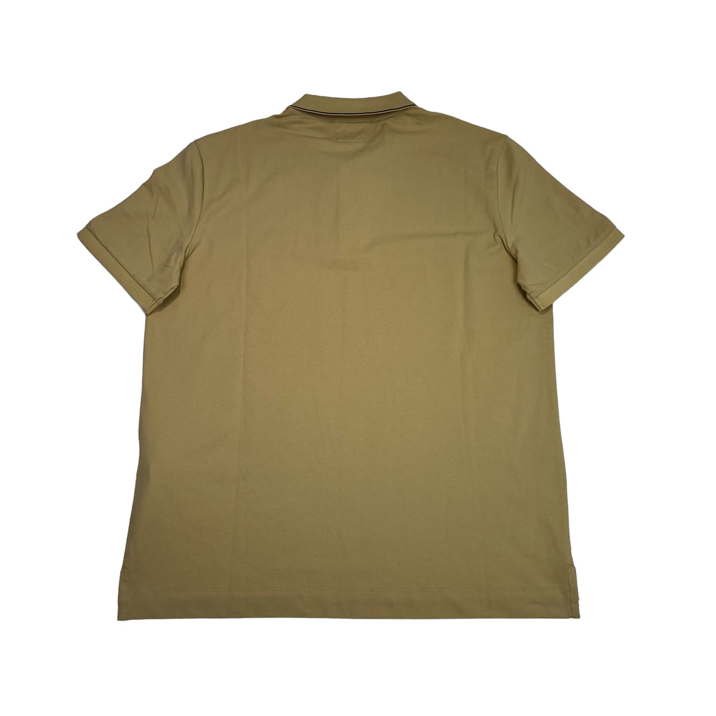 CP Company Beige Stretch Piquet Box-Logo Spell Out Polo Shirt