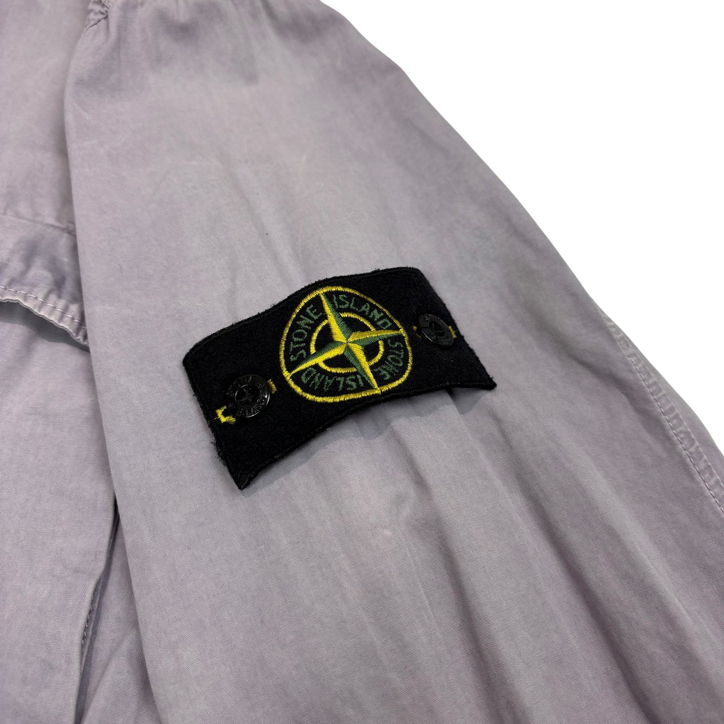 Stone Island Baby Blue Brushed Cotton Double Pocket Compass Patch Overshirt Jacket