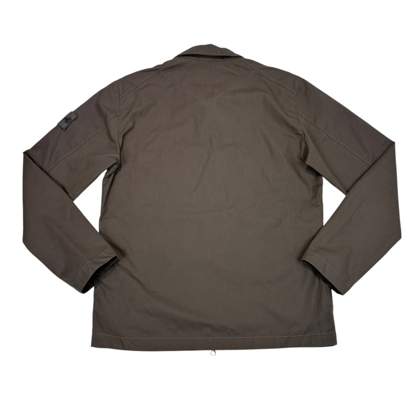 Stone Island Grey Ghost Piece Compass Patch Brushed Cotton Overshirt Jacket