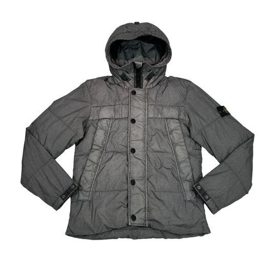 Stone Island Grey Garment Dyed Crinkle Reps NY Down Puffer Coat