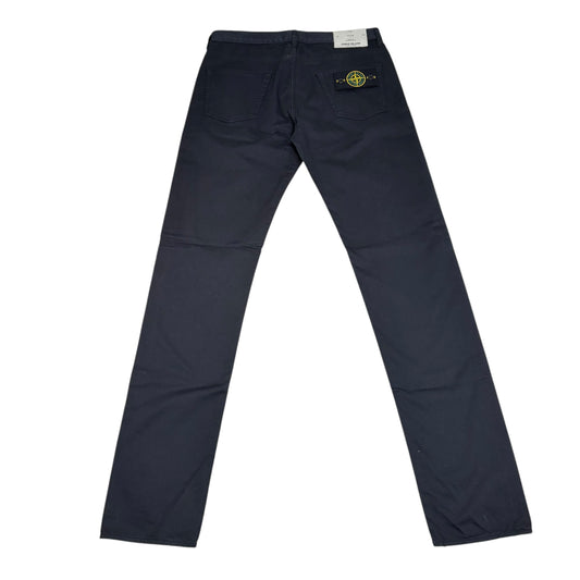 Stone Island Navy Blue Brushed Cotton Type-CO Compass Patch Jeans