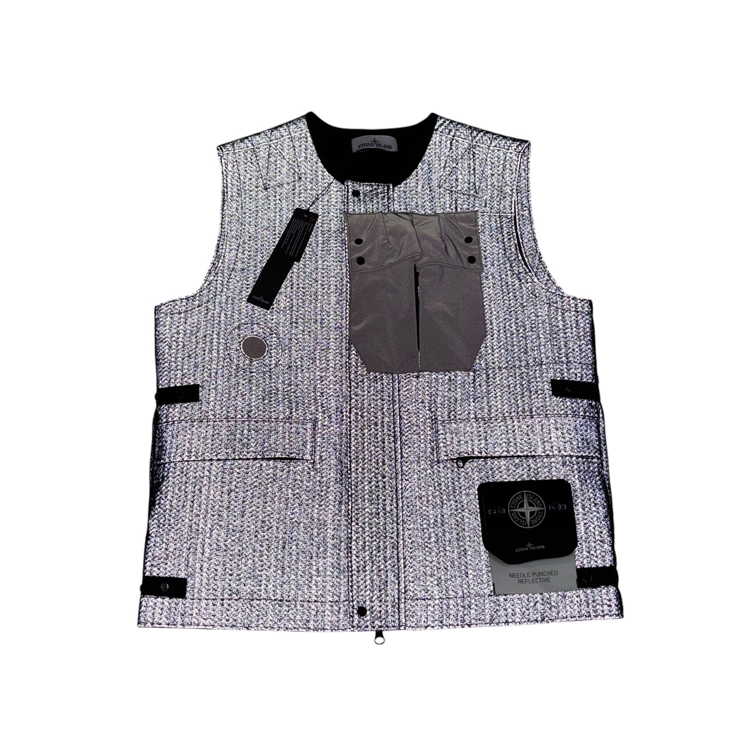 Stone Island Black Needle Punched Reflective Gilet