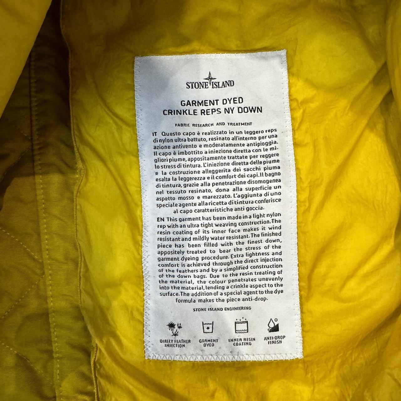 Stone Island Yellow Garment Dyed Crinkle Rep Coat