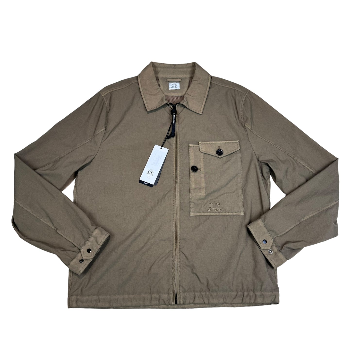 CP Company Butternut Brown Embroidered-Logo Overshirt Jacket