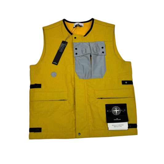 Stone Island Yellow Needle Punched Reflective Gilet