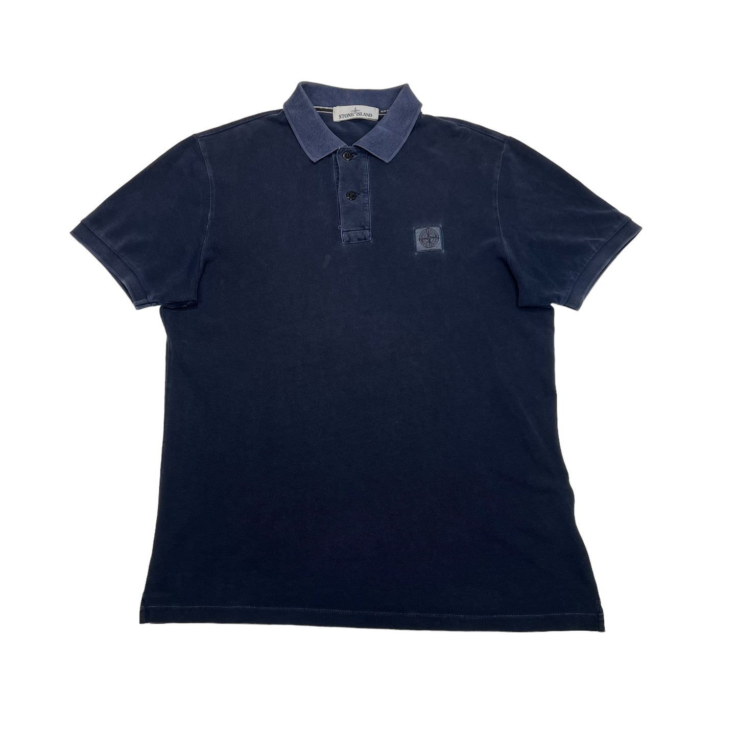 Stone Island Navy Blue Patch Logo Polo TShirt