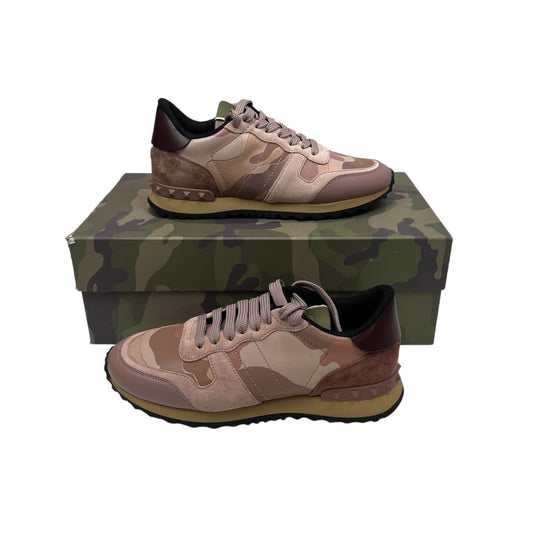 Valentino Pink Camouflage Rockrunner Suede Trainers