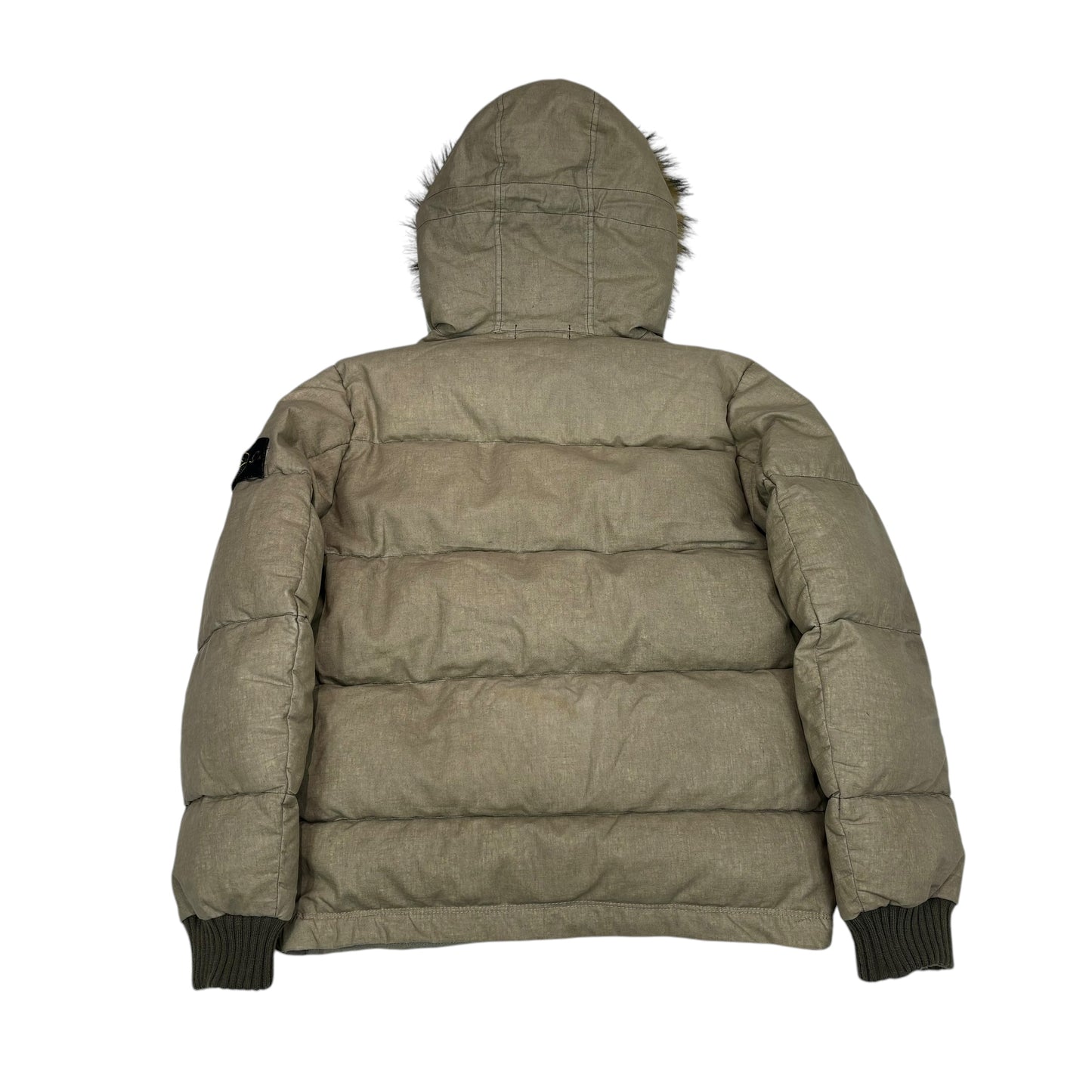 Stone Island Beige Lino Resinato Down-TC Fur Hooded Jacket