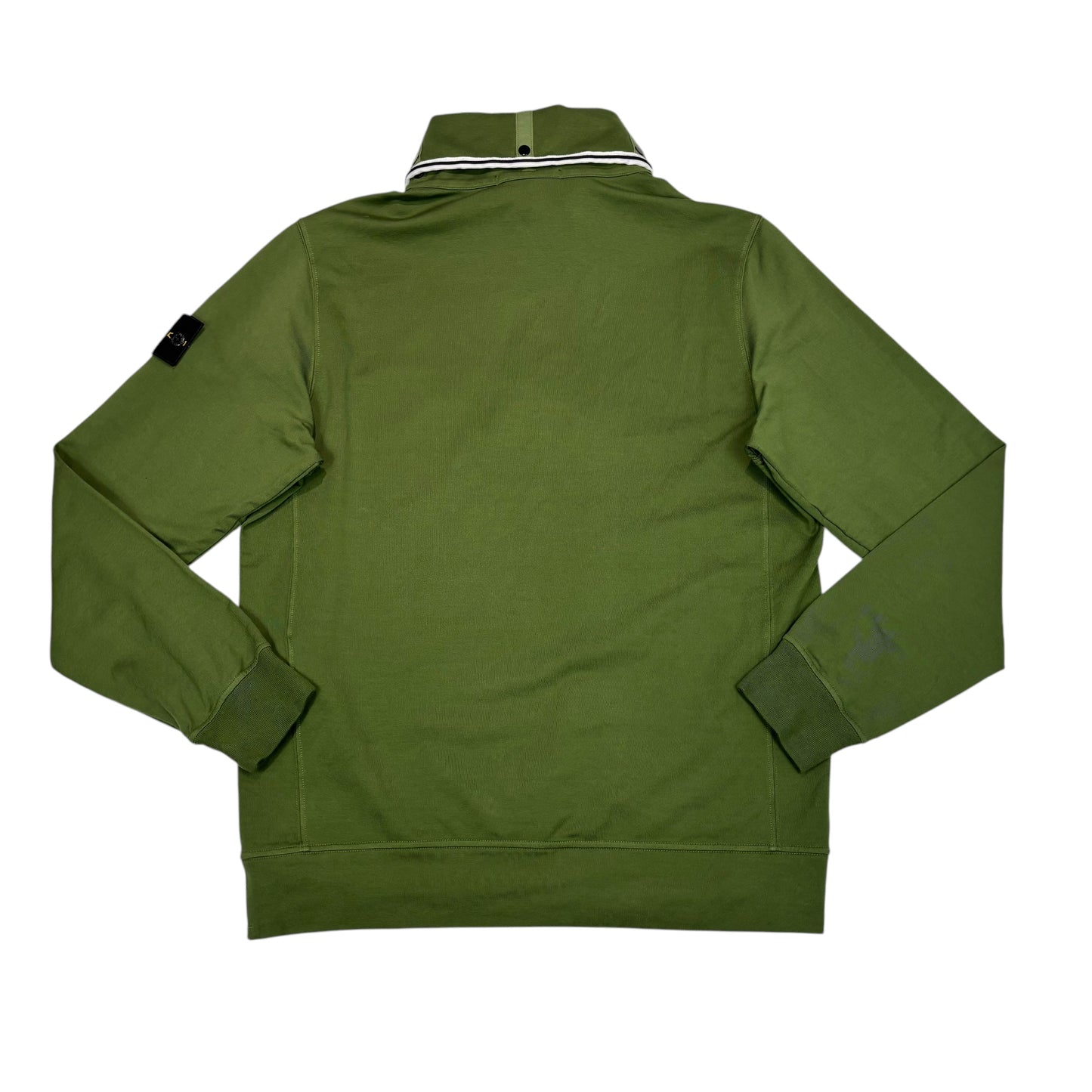 Stone Island Forest Green Collar Detail Quarter Zip Compass Patch Jumper