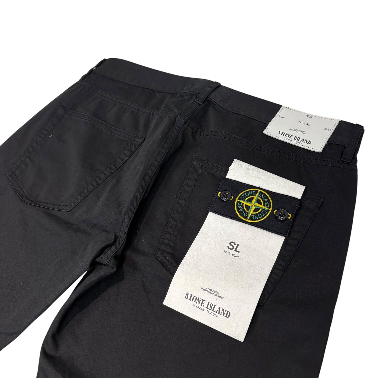 Stone Island Black Brushed Cotton Type-SL Compass Patch Jeans