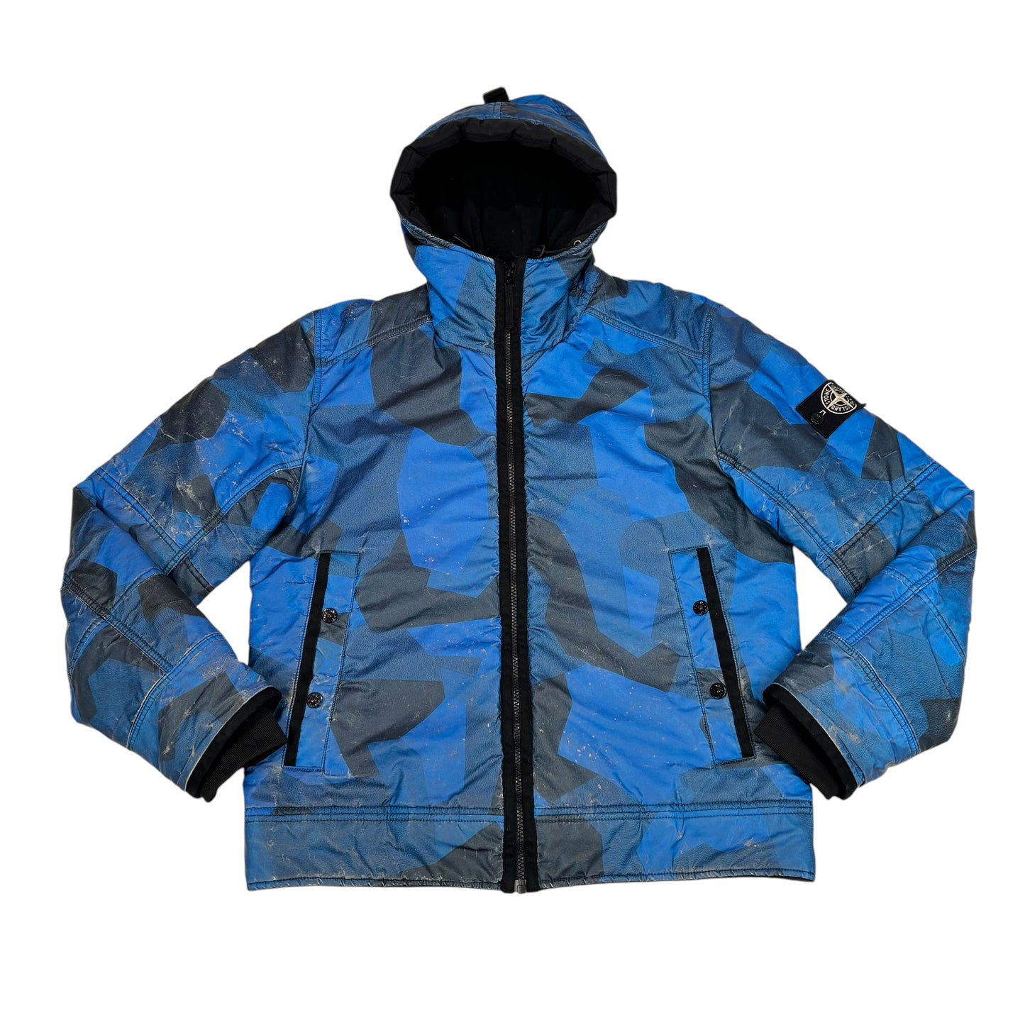 Stone Island Blue Reflective Camouflage Quilted Jacket