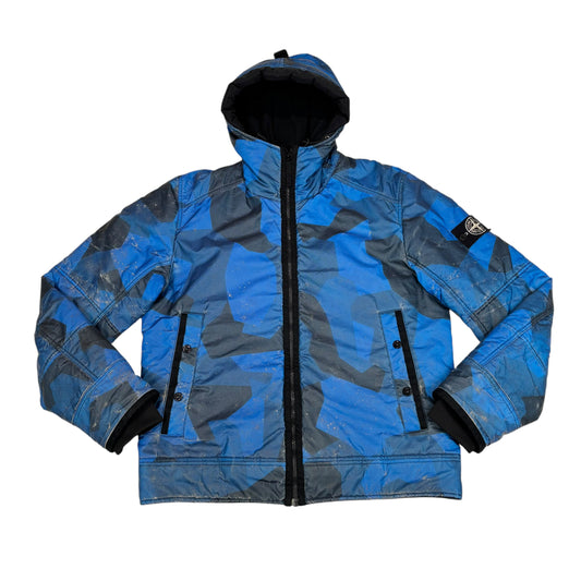 Stone Island Blue Reflective Camouflage Quilted Jacket