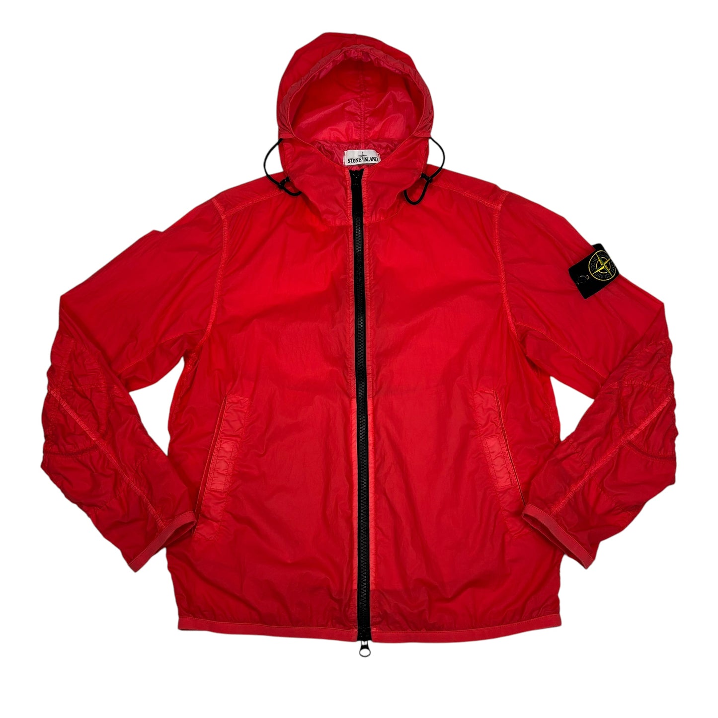 Stone Island Red Lamy Velour Compass-Patch Lightweight Jacket