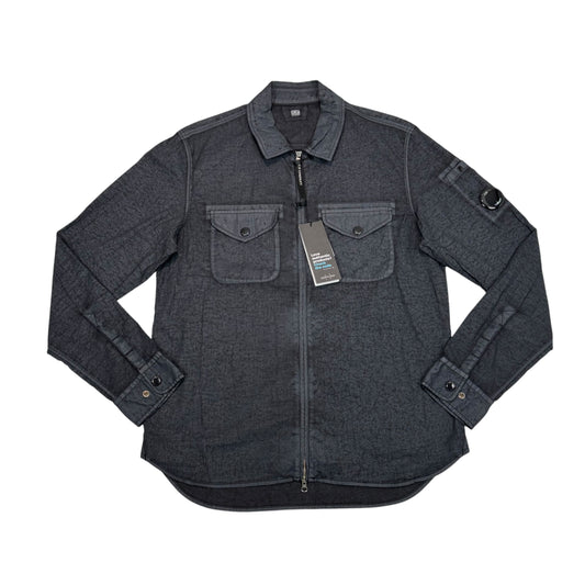 CP Company grey Popeline Placcato Single-Goggle Overshirt Jacket