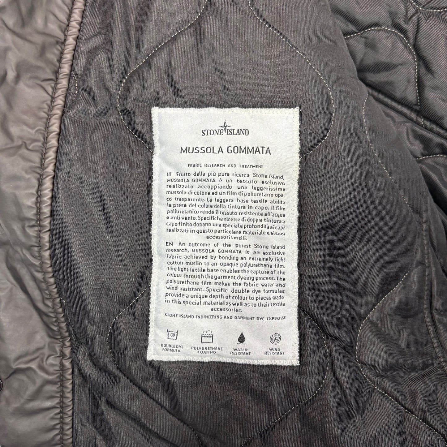 Stone Island Brown Mussola Gommata Compass Patch Coat