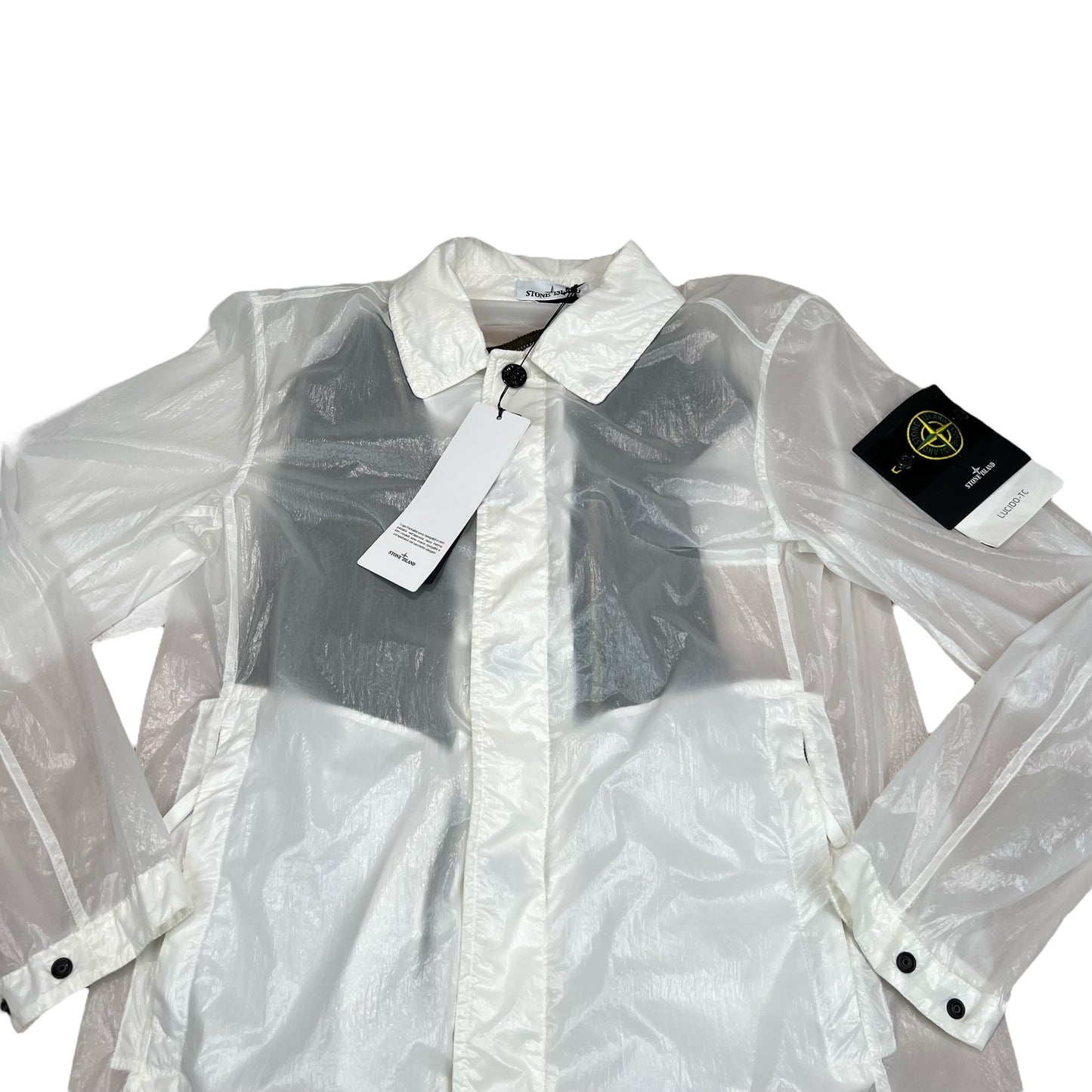 Stone Island White Lucido-TC Packable Polyester Longline Jacket