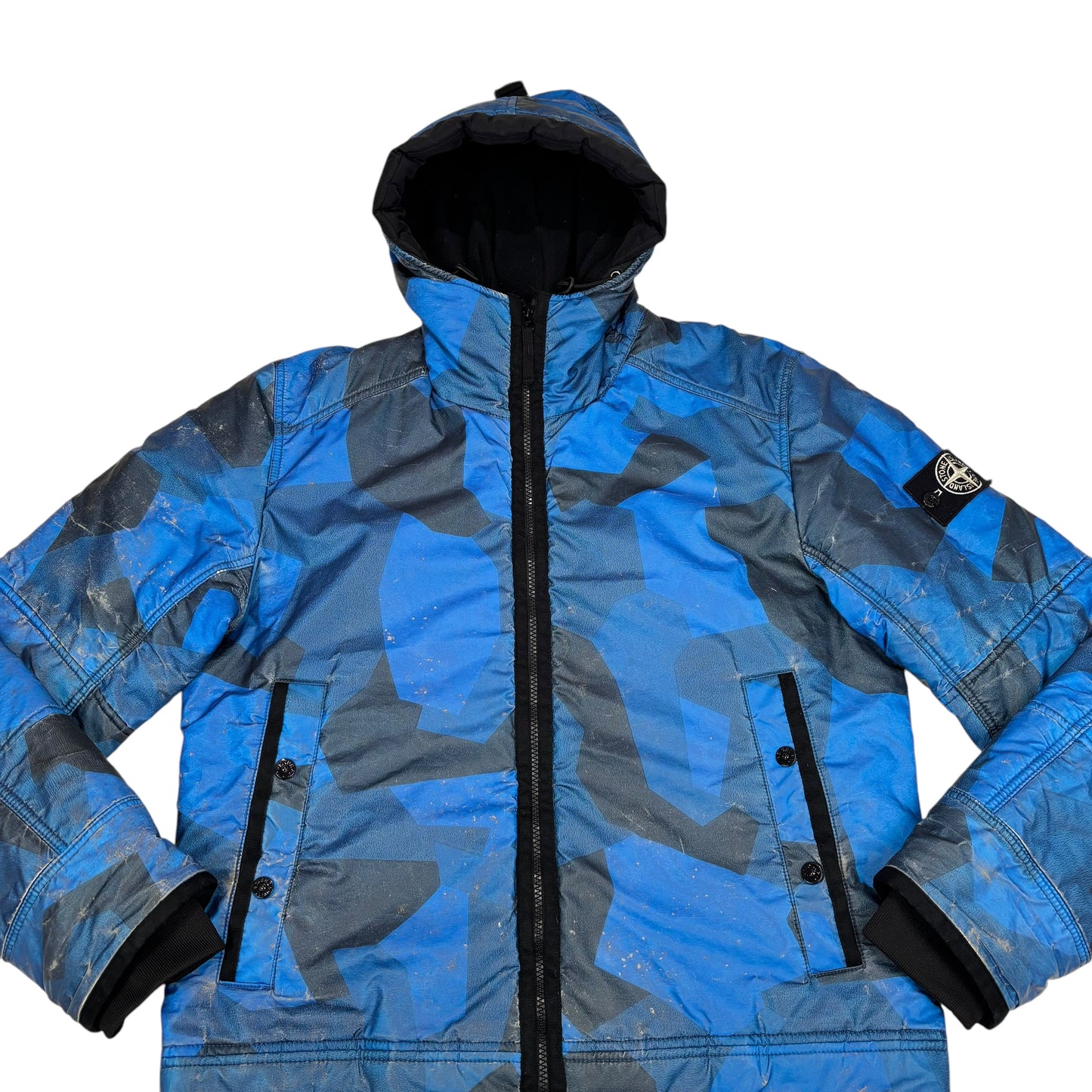 Stone Island Blue Reflective Camouflage Quilted Jacket