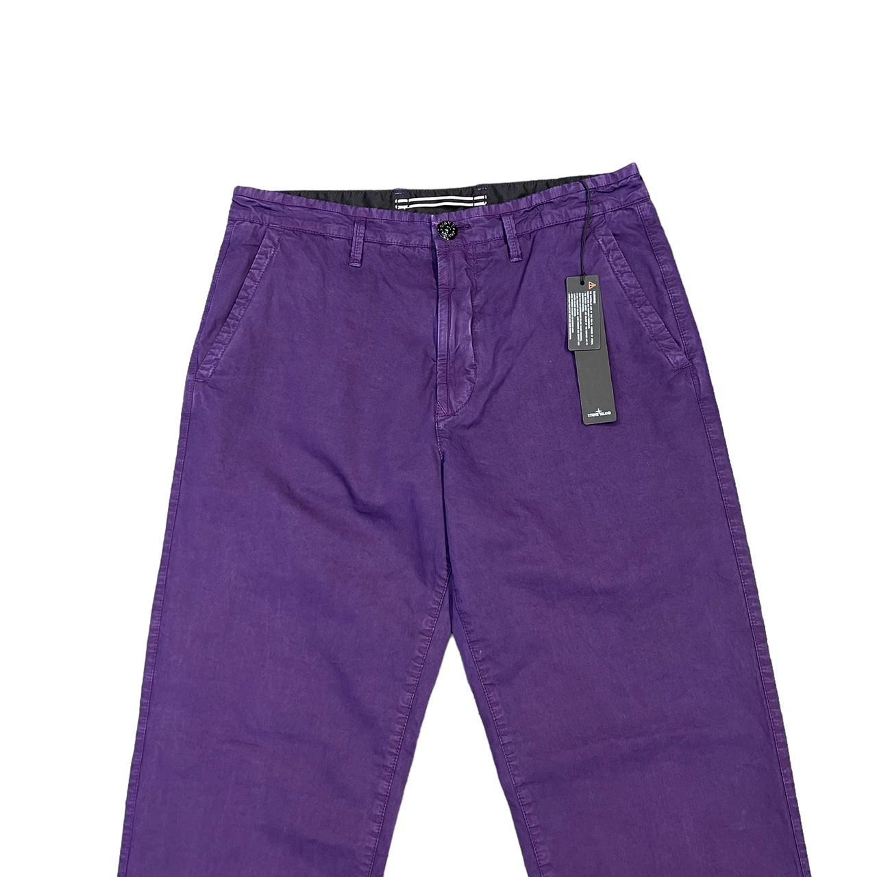 Stone Island Purple Brushed Cotton Canvas Chino Trousers