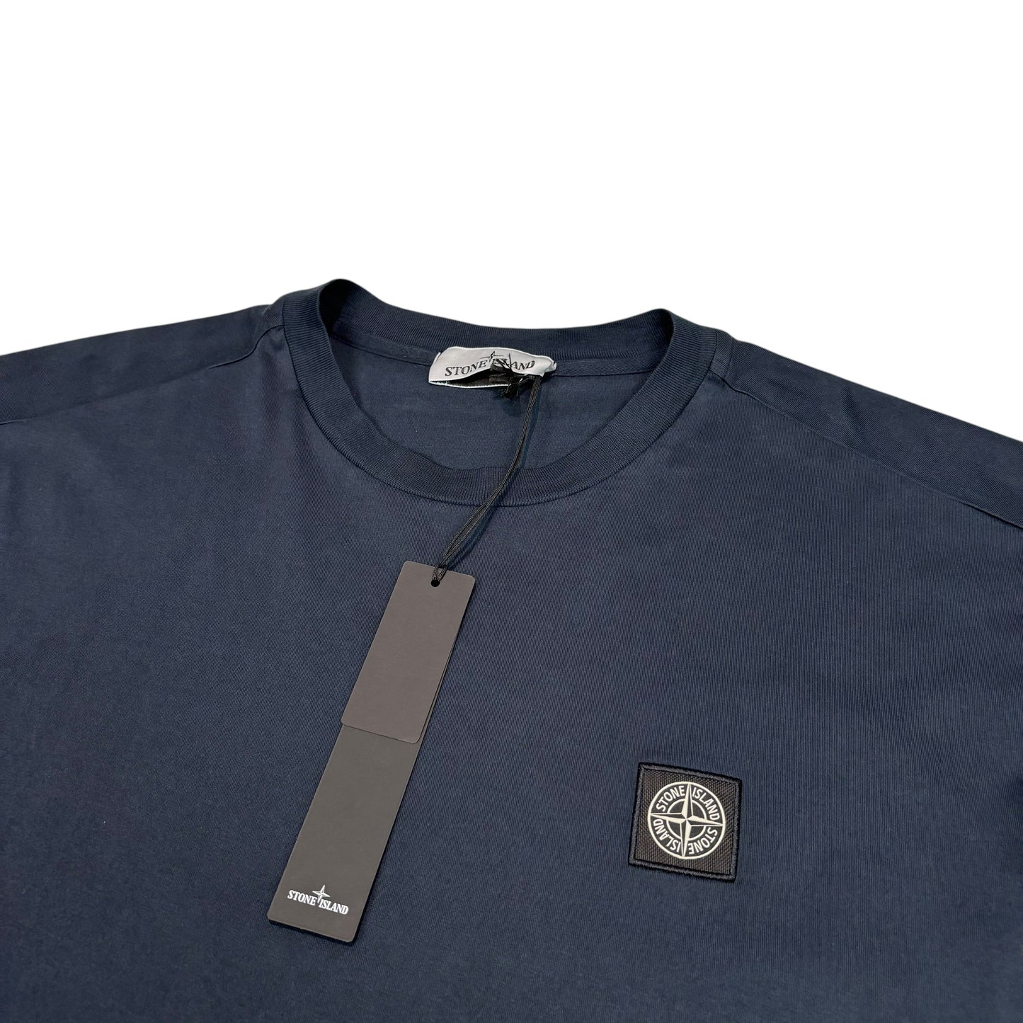 Stone Island Navy Blue Patch Logo Tshirt