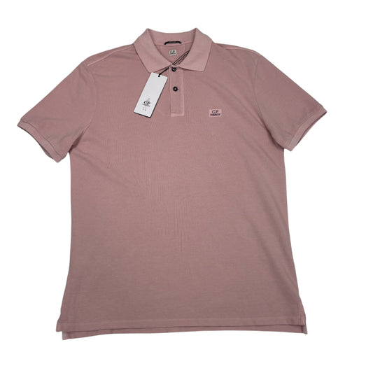 CP Company Pink Small Box Logo Spell Out Polo Shirt