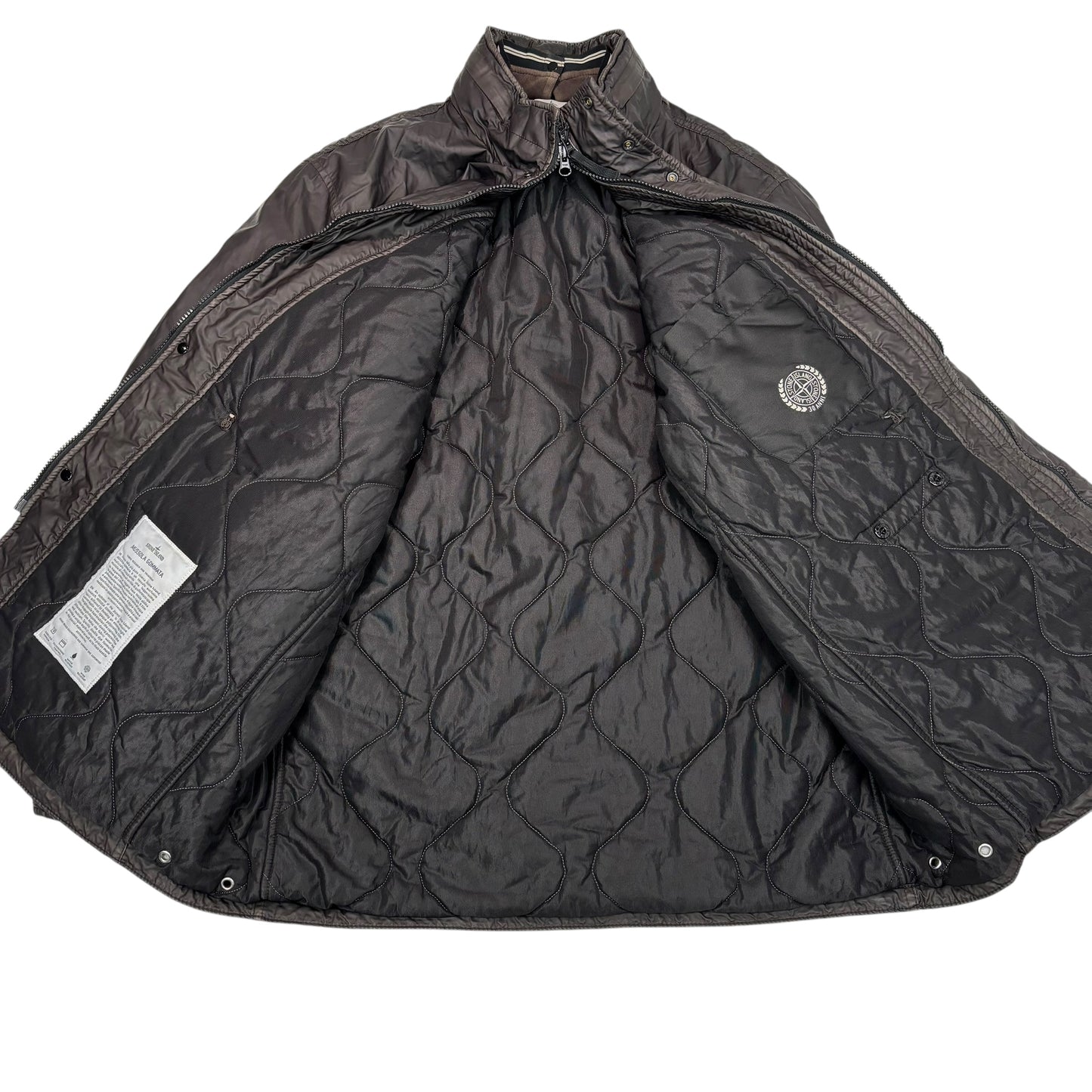 Stone Island Brown Mussola Gommata Compass Patch Coat