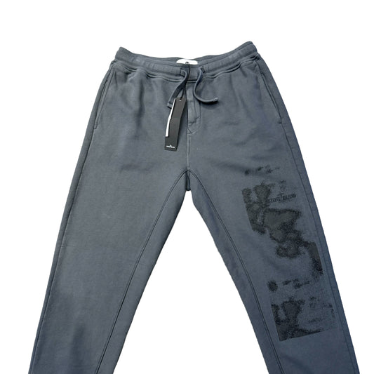 Stone Island Stone Grey Embroidered-Logo Cotton Trousers