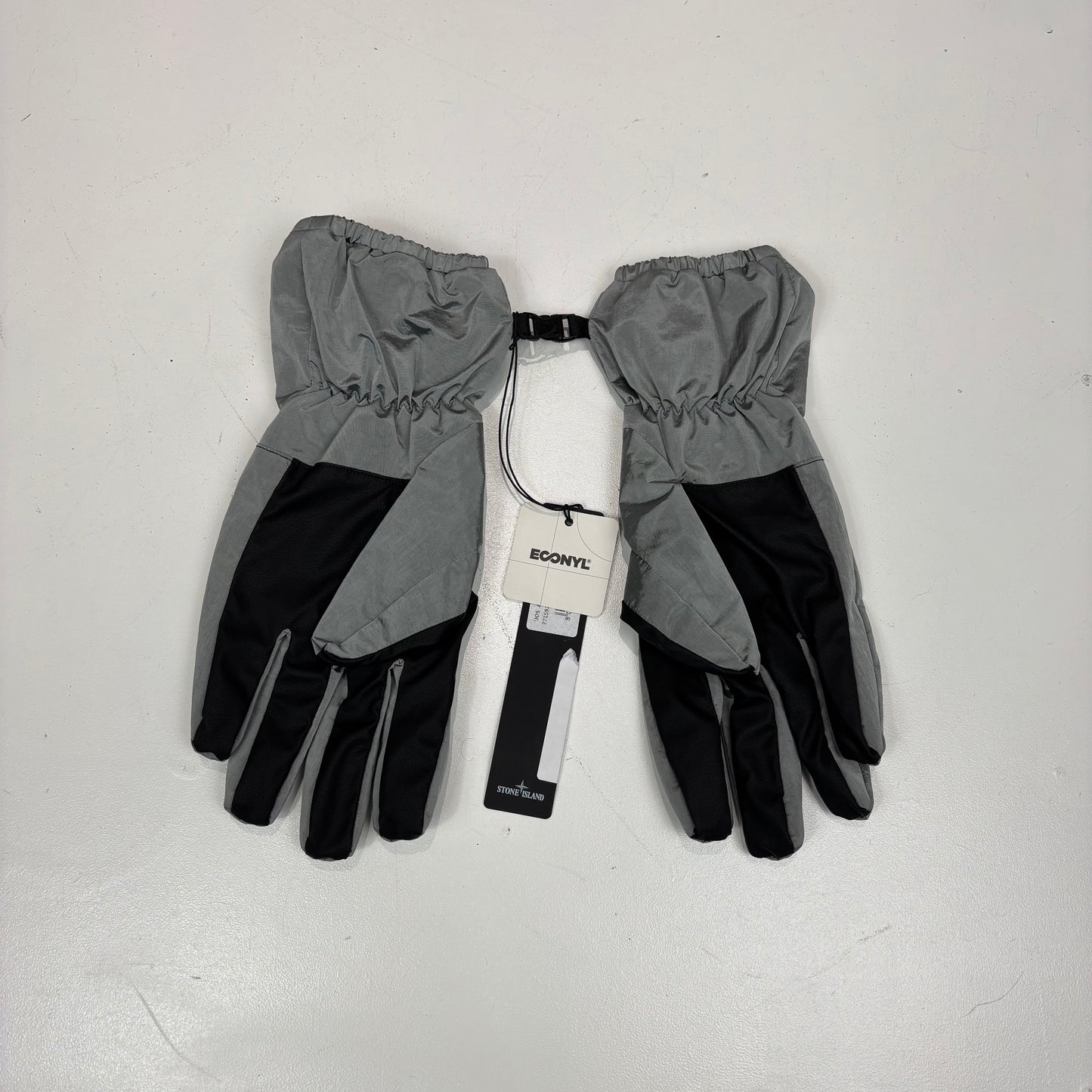 Stone Island Silver Nylon Metal Gloves