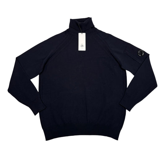 CP Company Navy Blue Cotton Turtle Neck Jumper