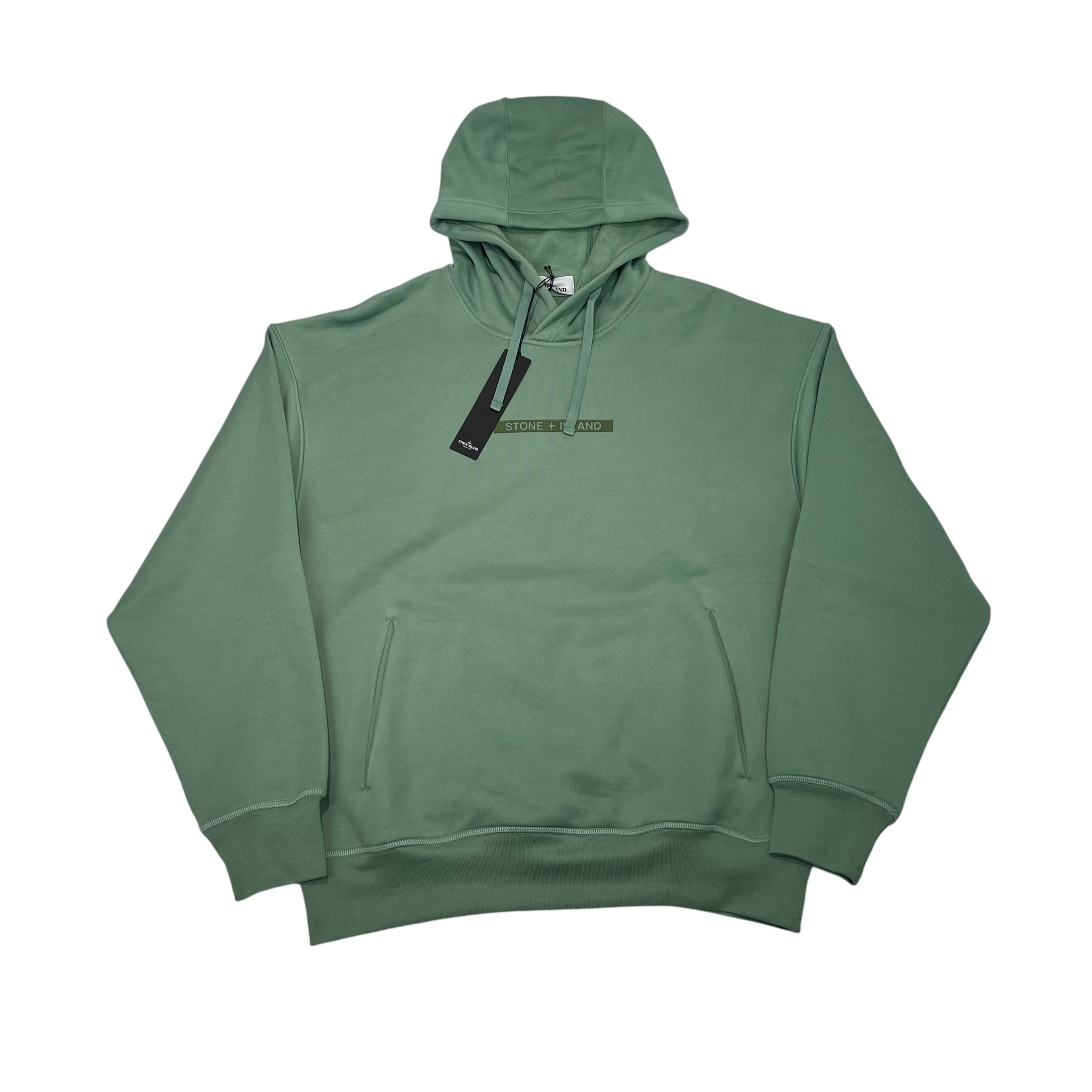 Stone Island Green Microbranding Spell Out Hoodie