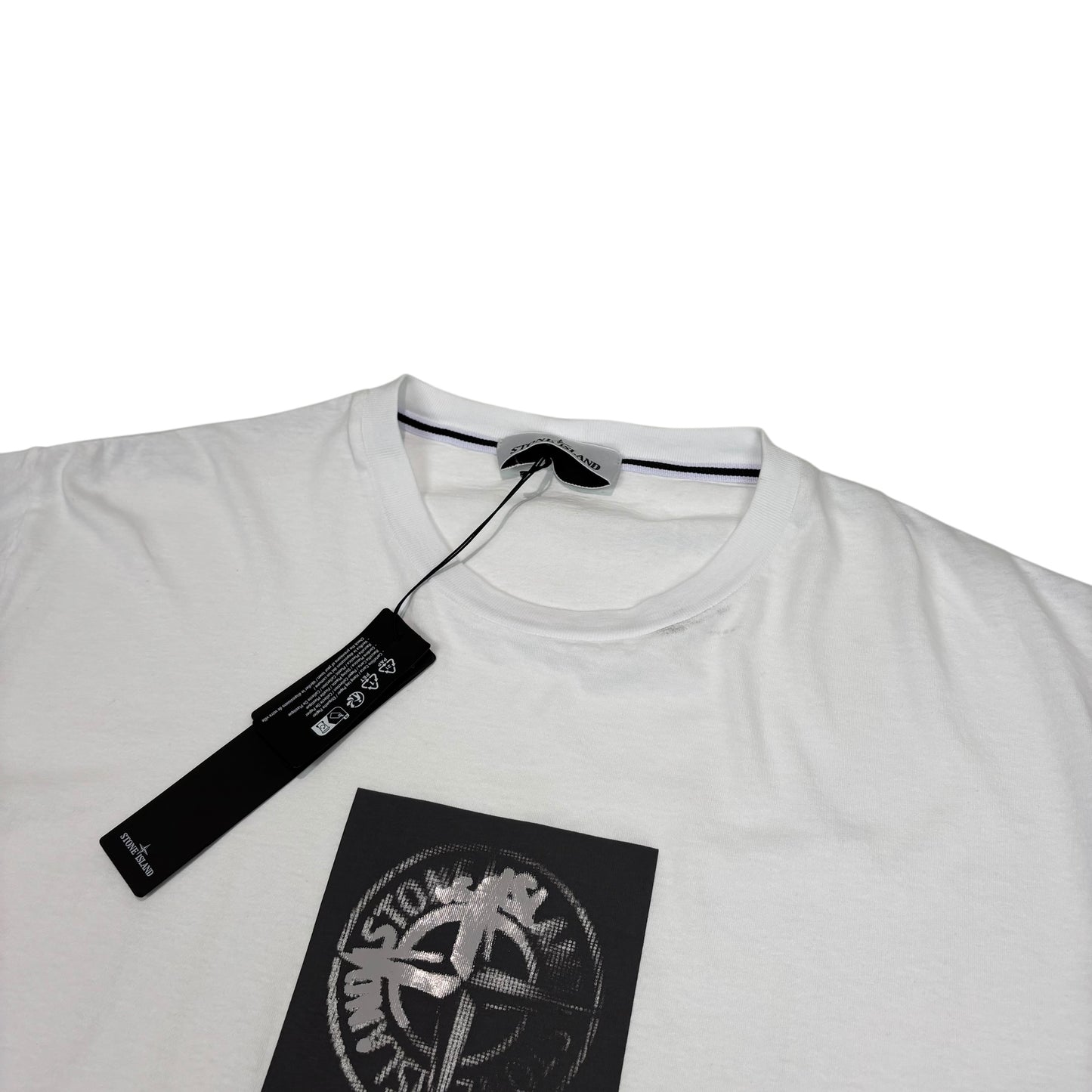 Stone Island White Institutional One Badge Print Tshirt