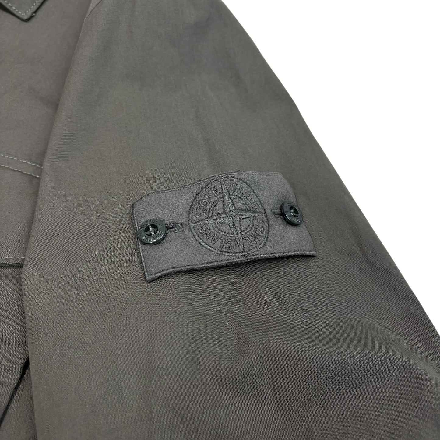 Stone Island Grey Ghost Piece Compass Patch Brushed Cotton Overshirt Jacket