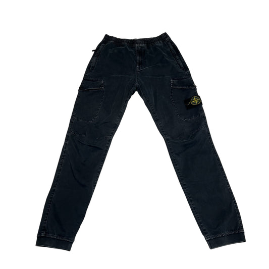 Stone Island Navy Blue Brushed Cotton Cargo Trousers