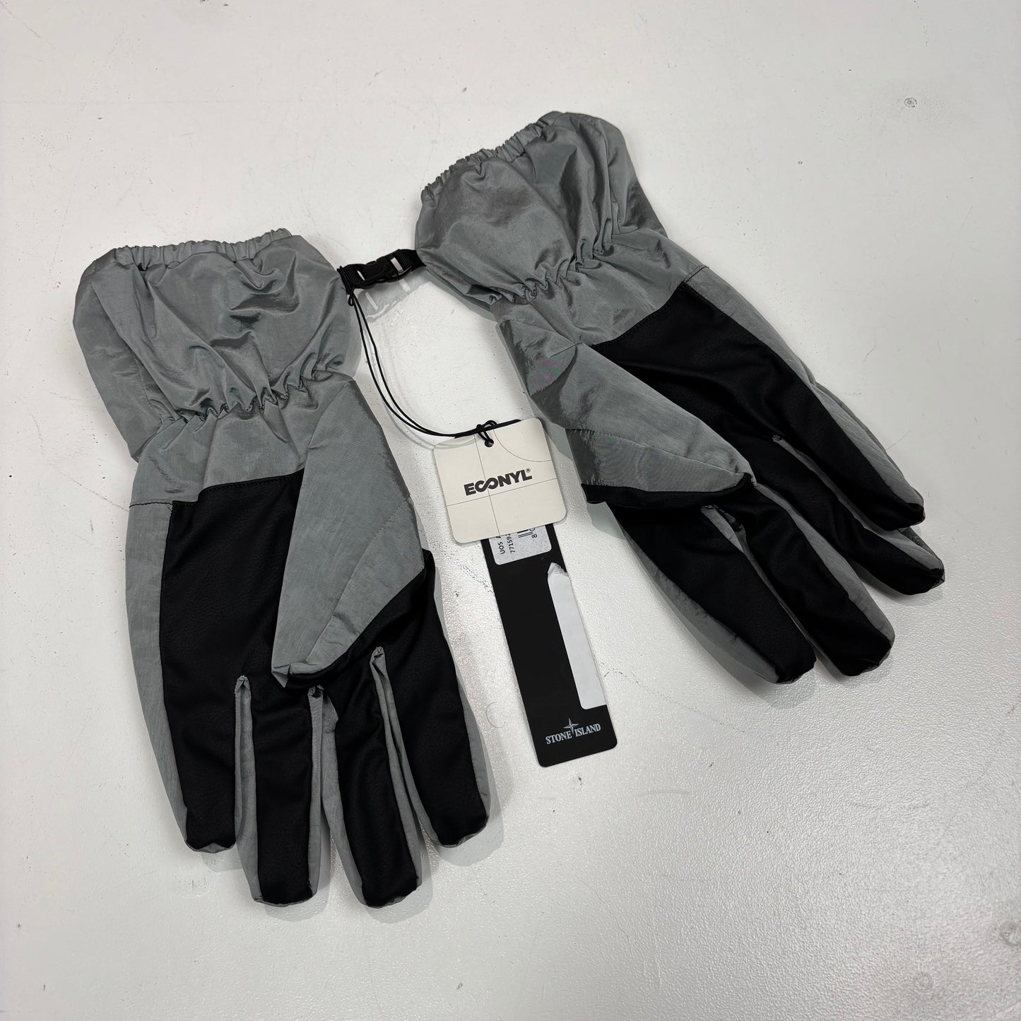 Stone Island Silver Nylon Metal Gloves