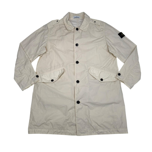 Stone Island Cream Longline Naslan Light Watro Compass-Patch Jacket