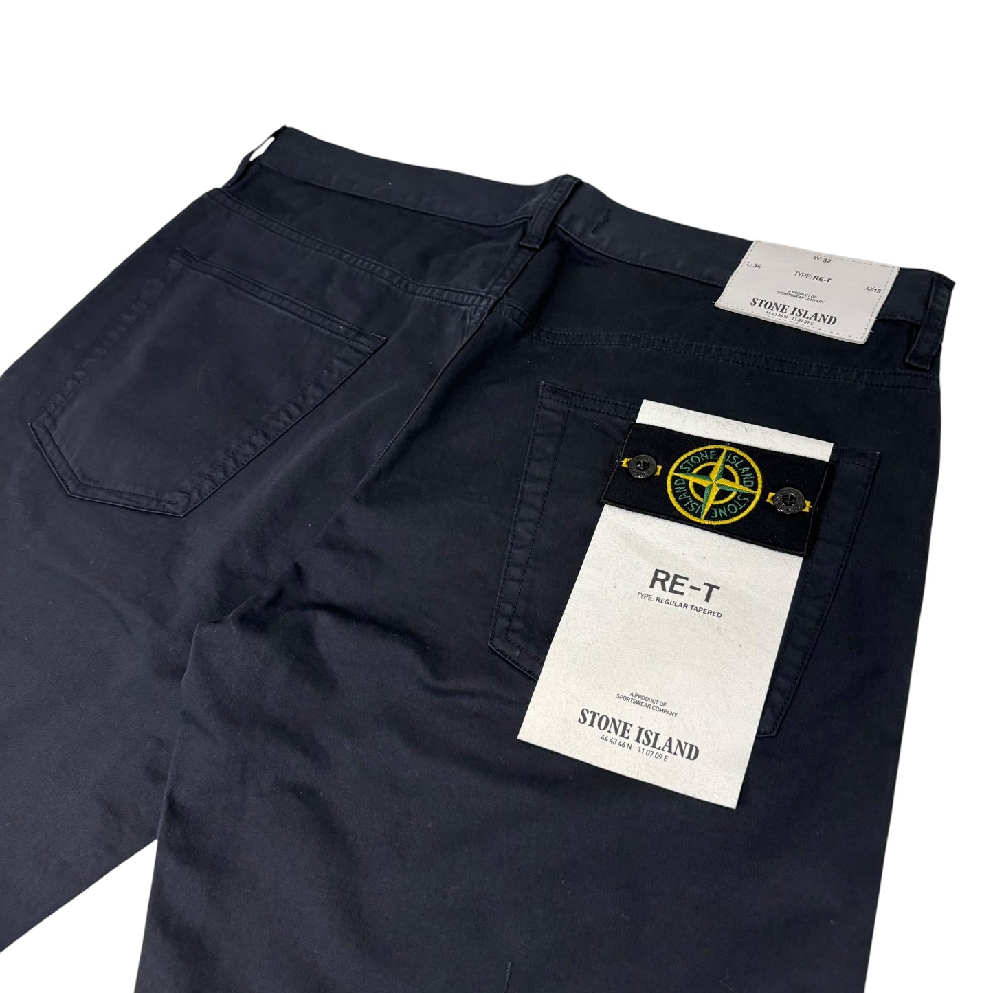 Stone Island Black Brushed Cotton Type RE-T Compass Patch Jeans