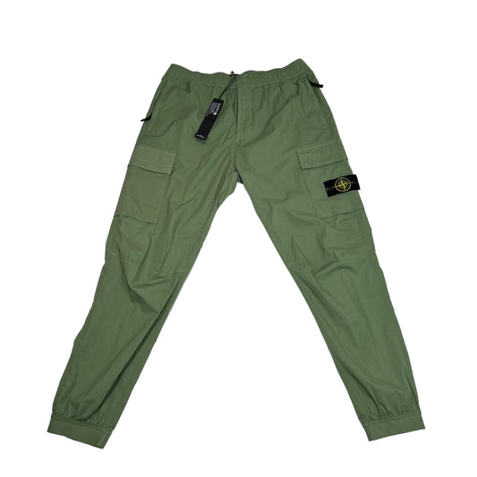 Stone Island Khaki Green Compass-Patch Cargo Trousers