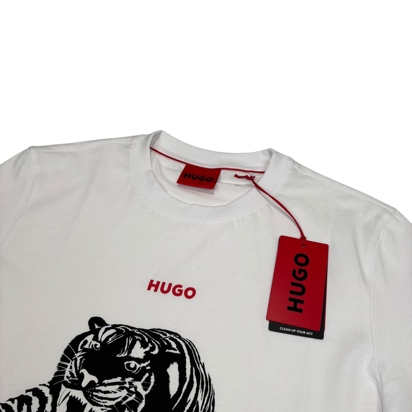 Hugo Boss White Graphic Tiger Print Design TShirt