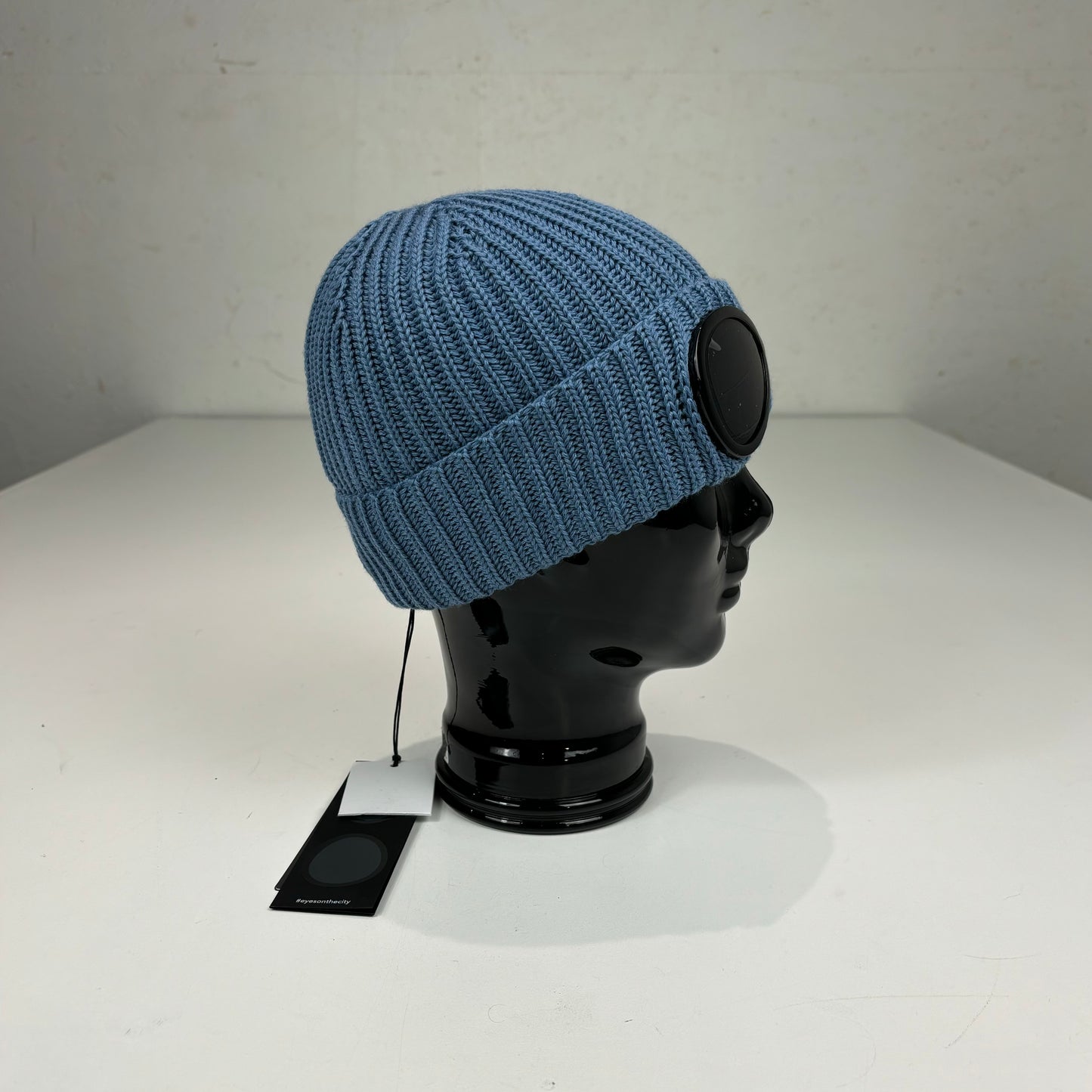 CP Company Riviera Blue Double Goggle Knitted Woollen Beanie