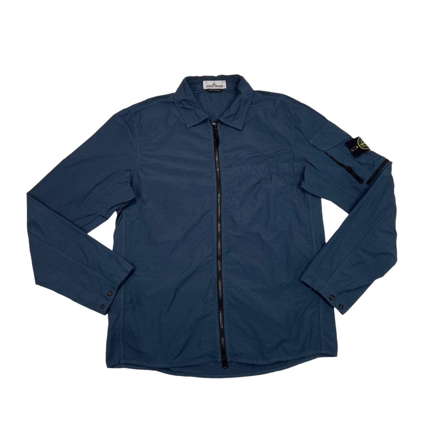 Stone Island Navy Blue Compass-Patch Overshirt Jacket