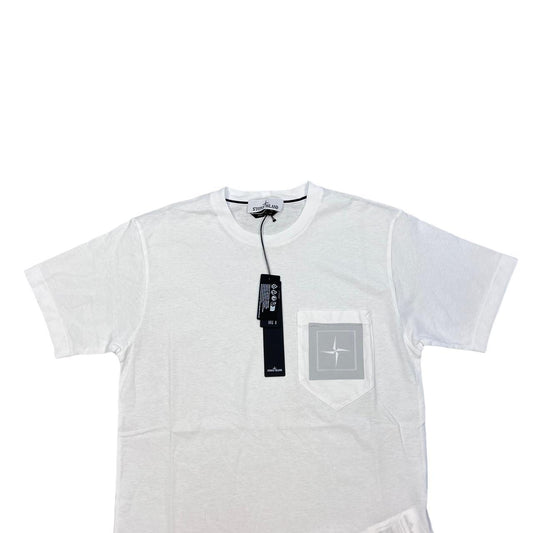 Stone Island White and Grey T-Shirt