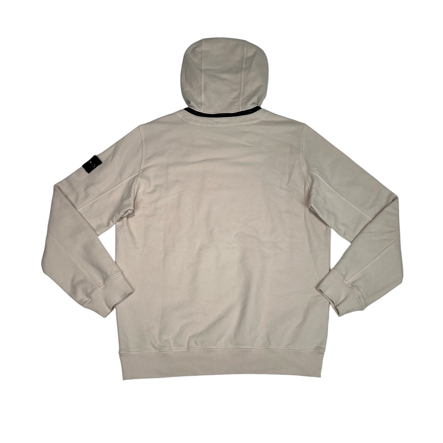 Stone Island Cream Compass Patch Detachable Hood Cotton Hoodie