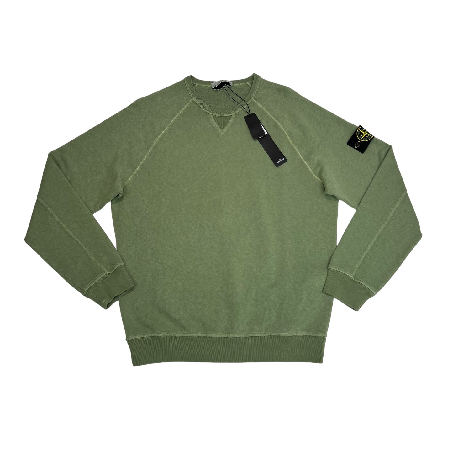 Stone Island Green Compass-Patch Crew Neck Jumper