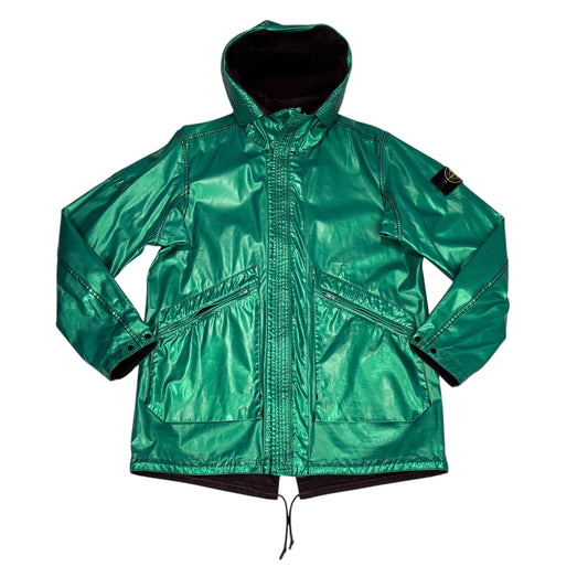 Stone Island Green and Black Reversible Raso Gommato Jacket