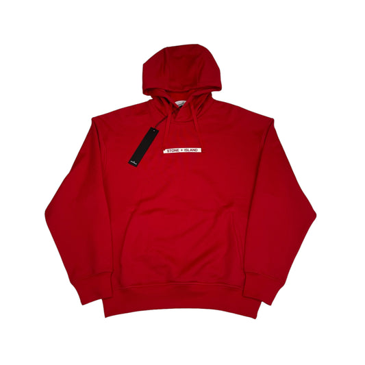 Stone Island Red Microbranding Spell-Out Hoodie