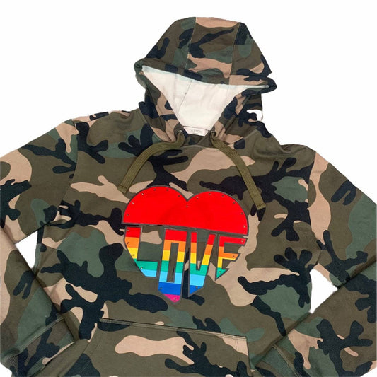 Valentino Camo Print Rainbow Love Heart Hoody - THE GARMENTZ LAB