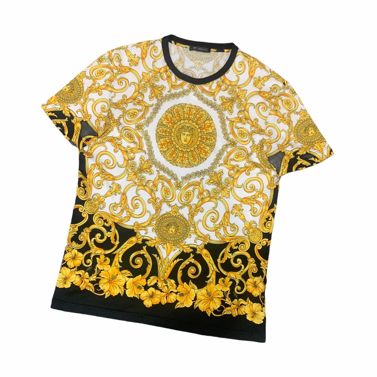 Versace White And Gold Medusa Head Tshirt - THE GARMENTZ LAB